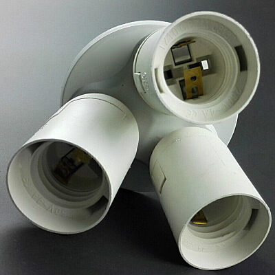 3-to-1 Light Socket Splitter E26 Lamp Base Adapter