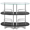 Costway Glass Bar Table With 2 Shelves and Underneath Wine Storage