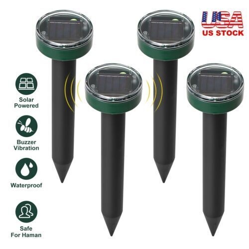 Solar Ultrasonic Ground Stake Pest Repeller (4 Pieces)