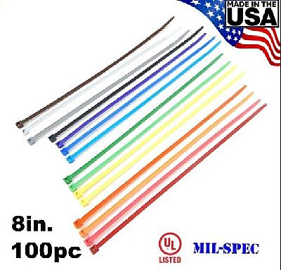 8 Inch Colored Zip Ties (40 Lbs. Tensile Strength)