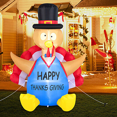 Costway 6 FT Thanksgiving Inflatable Turkey Decoration With Lights