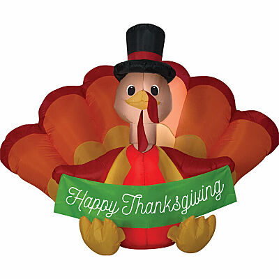 Gemmy Inflatable Turkey With Happy Thanksgiving Banner