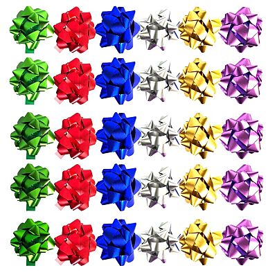 Allgala Assorted Color Christmas Gift Bows (30 Pack)