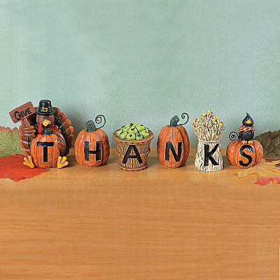 Hand Painted 'Give Thanks' Thanksgiving Blocks (6 Piece)