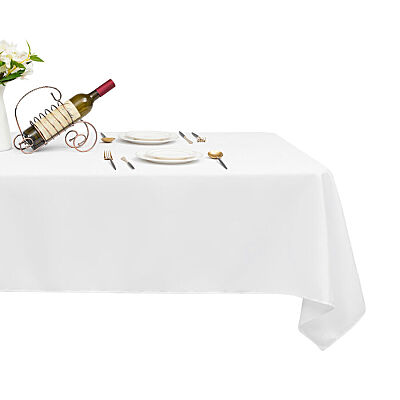 Giantex 10-Piece 60x102 Inch White Polyester Rectangle Wedding Tablecloth