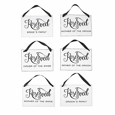 Reserved Signs For Wedding Seats Of The Bride And Groom Family (6 Piece)